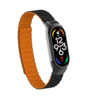 Xiaomi Mi Band 7 Uyumlu Kordon Suni Deri Baklalı Mıknatıslı KRD-69 Kayış