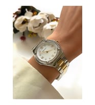 Ferrucci Çelik Zirkon Taşlı 2 Yıl Garantili Kadın Kol Saati+Bileklik Hediye (Gümüş - Altın)
