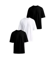 Monox Oversize Unisex  3'lü T-Shirt %100 Pamuk Rahat Kesim (Siyah - Beyaz)