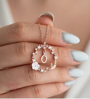 925 Ayar Gümüş Rose Kaplama Aşk Yuvası Ö Harfi Kadın Kolye