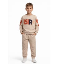 Erkek Çocuk Önü Baskılı Sweatshirt Ve Eşofman Alt Takım BGL-ST05250 (Bej)