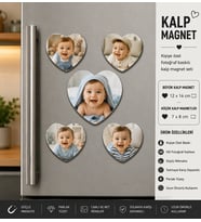 Kalp Fotoğraf Magneti Erkek Bebeğe Kişiselleştirilebilir İlk Anılar ve Büyüme Hatırası