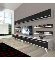 Decoraktiv Eko 360Y Mdf Retro Tv Ünitesi Tv Sehpası (Siyah - Beyaz)