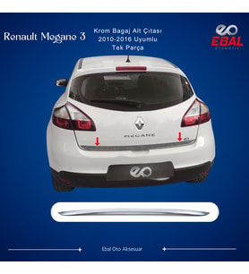 Renault Megane 3 Krom Bagaj Alt Çıtası 2010-2016 P. Çelik (HB)