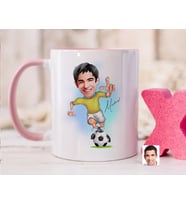 Bk Gift Kişiye Özel Futbolcu Karikatürlü Pembe Kupa Bardak-10, Sevgiliye Hediye, Arkadaşa Hediye