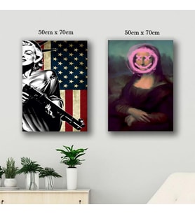 mona lisa marilyn monroe amerika tablo resim kanvas 2 adet 50x70