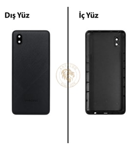 Samsung Galaxy A01 Core Siyah Renk Lensli Arka Kapak Arka Cam Batarya Kapağı Pil Kapağı Lazer Kesim Back Cover Galaxy A01 Core Uyumlu