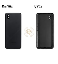 Samsung Galaxy A01 Core Siyah Renk Lensli Arka Kapak Arka Cam Batarya Kapağı Pil Kapağı Lazer Kesim Back Cover Galaxy A01 Core Uyumlu
