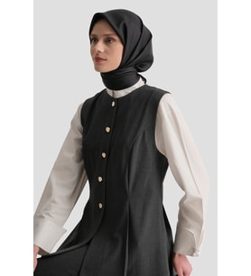 Siyah Renk Twill İpek Eşarp 0010D05 - 01