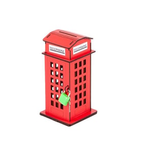 Ahşap Kumbara London Telefon Kulübesi 16 cm (Karışık)