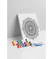 Detaylı Yuvarlak Mandala Tuval Boyama Seti 40x50 cm