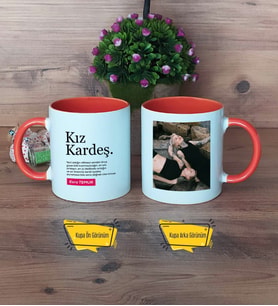 Kız Kardeş Kupa Bardak Turuncu Fotoğraflı Kız Kardeşe Doğum Günü Hediyesi