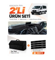 e-biz FORD TRANSİT KAPAKLI (2013-2018) Uyumlu Torpido Örtüsü + Tay Tüyü Çanta - Siyah - FO031