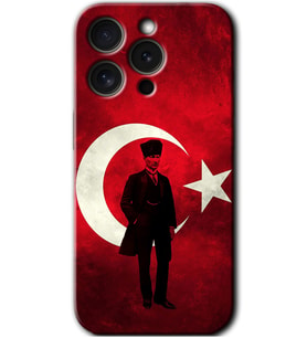 İphone 15 Pro Kılıf HD Desen Baskılı Kılıf - Atatürk Bayrak