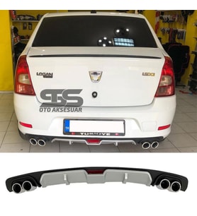Dacia Logan Sedan  Difüzör Arka Tampon Eki 4 Egzoz Çıkışlı Gri