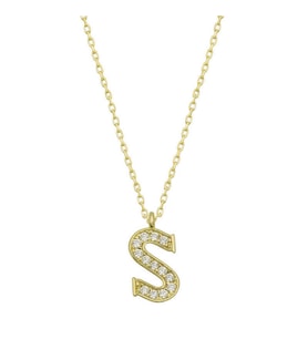 Gümüş Gold S Harfi Kadın Kolye SL4774