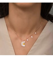 Gümüş Rose Papatya Seviyor Sevmiyor Bayan Kolye