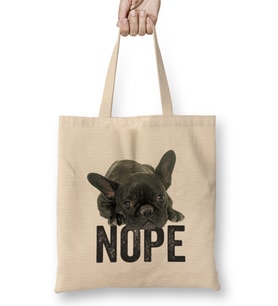 French Bulldog Nope 01 Bez Çanta Uzun Saplı
