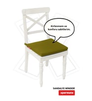 XPERMATE Fermuarlı Sandalye Minderi Su İtici Kumaş 40x40 cm Sünger Sandalye Minderi Bağcıklı (Yeşil)