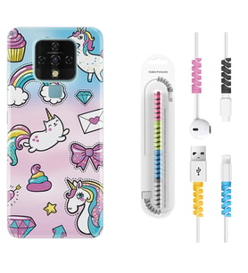 Tecno Camon 16 18P Pova 3 Pova Neo Kılıf Kablo Koruma Spiral Silikon Unicorn Mektup 1800