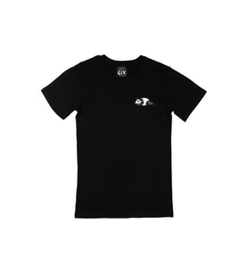 Uyuyan Panda Baskılı Cep Logo Tasarımlı Siyah Tişört
