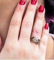 Doğal Taş Pembe Kuvars Taşlı Antik Model Kadın Ayarlanabillir Yüzük euy79pk