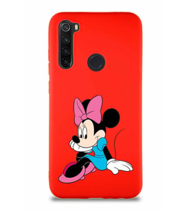 Xiaomi Redmi Note 8 Soft Premier Kapak Minnie Mouse-E Tasarımlı Silikon Kılıf - Kırmızı (Şeffaf)
