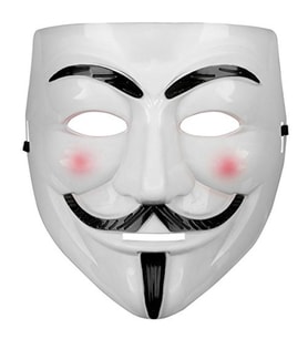 Beyaz Renk Pembe Yanaklı İthal V For Vendetta Maskesi pop