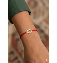 925 Ayar Gümüş Kırmızı İpli Kök Çakra Makrome Beraberlik Bileklik.rose.gold.rodaj