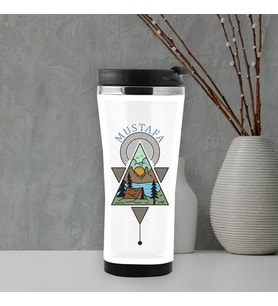 Kamp ve Doğa Temalı İsme Özel Termos Mug (Beyaz)