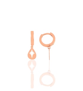 Söğütlü Silver Gümüş damla modeli kutup yıldızı küpe (Rose)