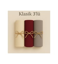 Penye Pamuksu Şal Klasik 3 lü Set (Bej)