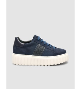Süet Bağıcıklı Kroko LacivertKadın Sneaker Ayakkabı