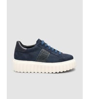 Süet Bağıcıklı Kroko LacivertKadın Sneaker Ayakkabı