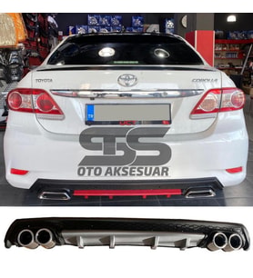 Toyota Corolla 2007-2012 Difüzör Arka Tampon Eki 4 Egzoz Çıkışlı Gri Lüx Tip