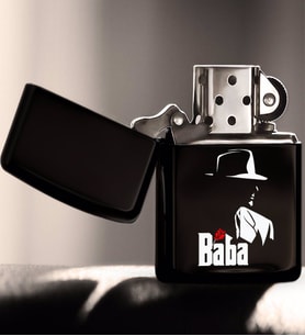 BK Home Godfather Baba Tasarımlı Renkli Baskılı Benzinli Siyah Metal Çakmak-16