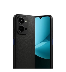 Coverzone Xiaomi Redmi 15C ile uyumlu K?l?f Deri G�r�n�ml� Thermax Silikon k?l?f Kamera Korumal? Kompakt Tasar?m Redmi 15C 5G i�in Deri G�r�n�m Kapak Siyah