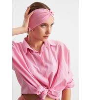 Pembe Kadın Çapraz Bağlamalı Pamuklu Penye, Kaymaz, Yumuşak, Esnek, Saç Bandı Bandana