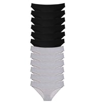 12 adet Süper Eko Set Likralı Kadın Slip Külot Siyah Gri