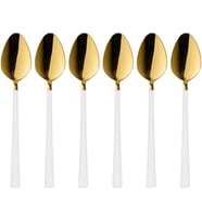 Lexroo 6 Parça Tatlı Kaşığı Seti, Paslanmaz Çelik, Gold Beyaz, 16 cm, 110 gram, Elde Yıkanabilir