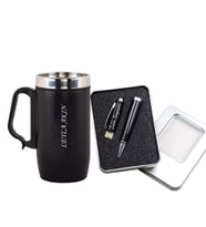 Kişiye Özel Termos Bardak Siyah Kutulu 32 GB Usb Kalem Hediye Seti
