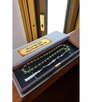 Sertifikalı 925 Ayar Gümüş Püsküllü Premium Üst Kalite Ateş Kehribar Tesbih Kutu Yazılı Babalar Günü