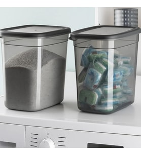 2000 Ml Deterjan Kabı Tablet + Deterjan Saklama Kabı 2'li Set Antrasit