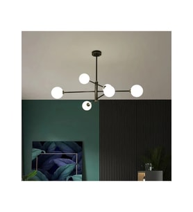 Elara Camlı Modern Avize 6 Başlıklı RA-AVZ- 1567-89-34 (Siyah)