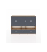 Arges Dolap 12 Raflı 3 Çekmeceli 5 Kapaklı 220x30x163 Çam-Antrasit