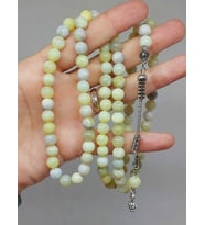 Peridot (Zebercet) Taşı Yeşil-Beyaz Alacalı 99luk Tesbih 8mm (23115)