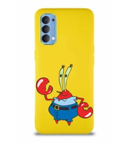 Oppo Reno 4 Soft Premier Kapak Bay Yengeç Tasarımlı Silikon Kılıf - Sarı (Şeffaf)