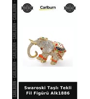 Özel Üretim Dekoratif Hediyelik Şık Koleksiyon Swaroski Taşlı Tekli Fil Figürü Alk1886