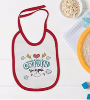 BK Kids Orjin Trakyalı Tasarımlı Kırmızı Bebek Mama Önlüğü-1