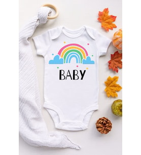 Baby Rainbow Desenli Kısa Kol Bebek Body